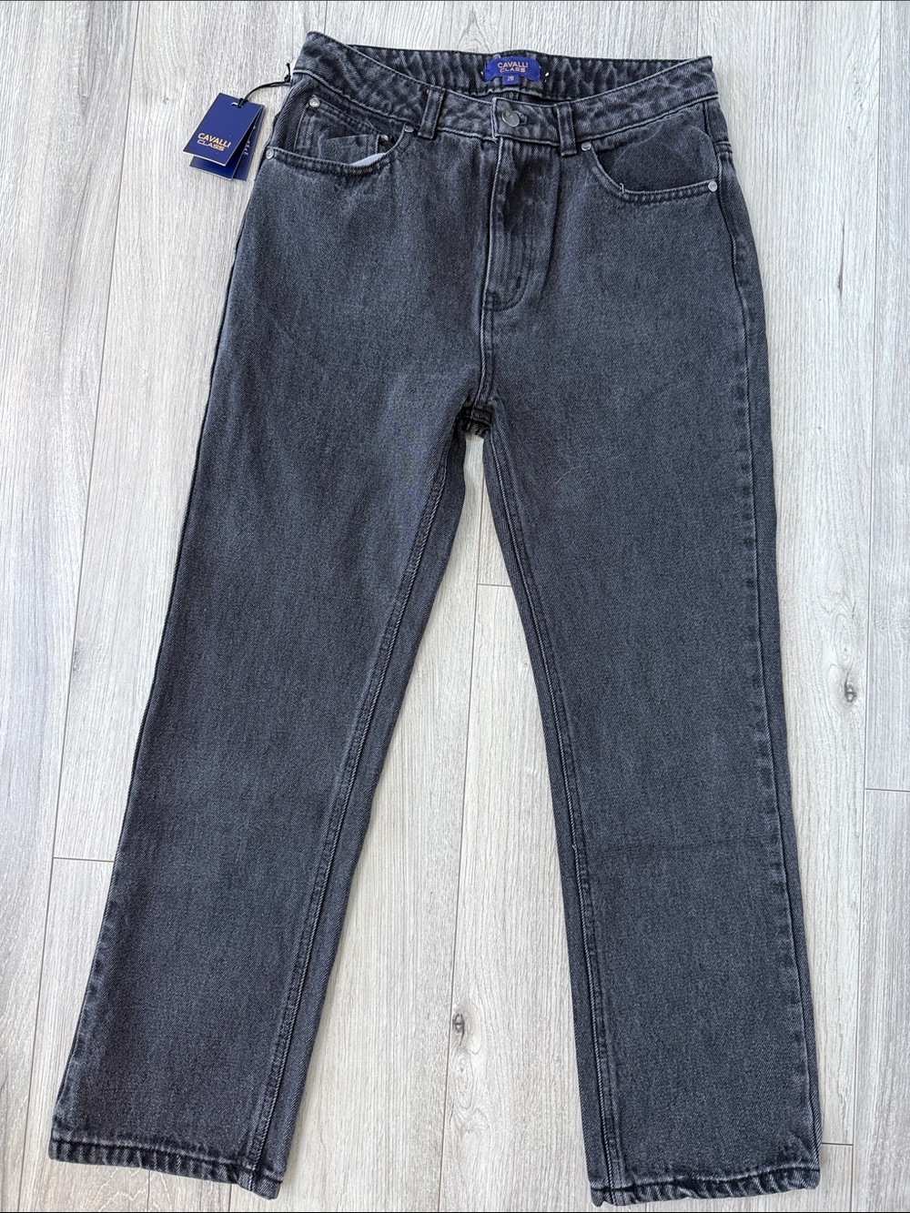 NWT Roberto Cavalli Class Black Wash High Rise Straight Leg Jeans - Picture 3 of 7